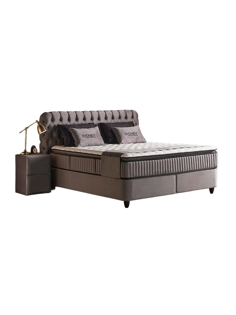 
Lit coffre tapissier « Sydney Grey », différentes tailles - Sans accessoires / Dimensions du matelas : 140 x 200 cm