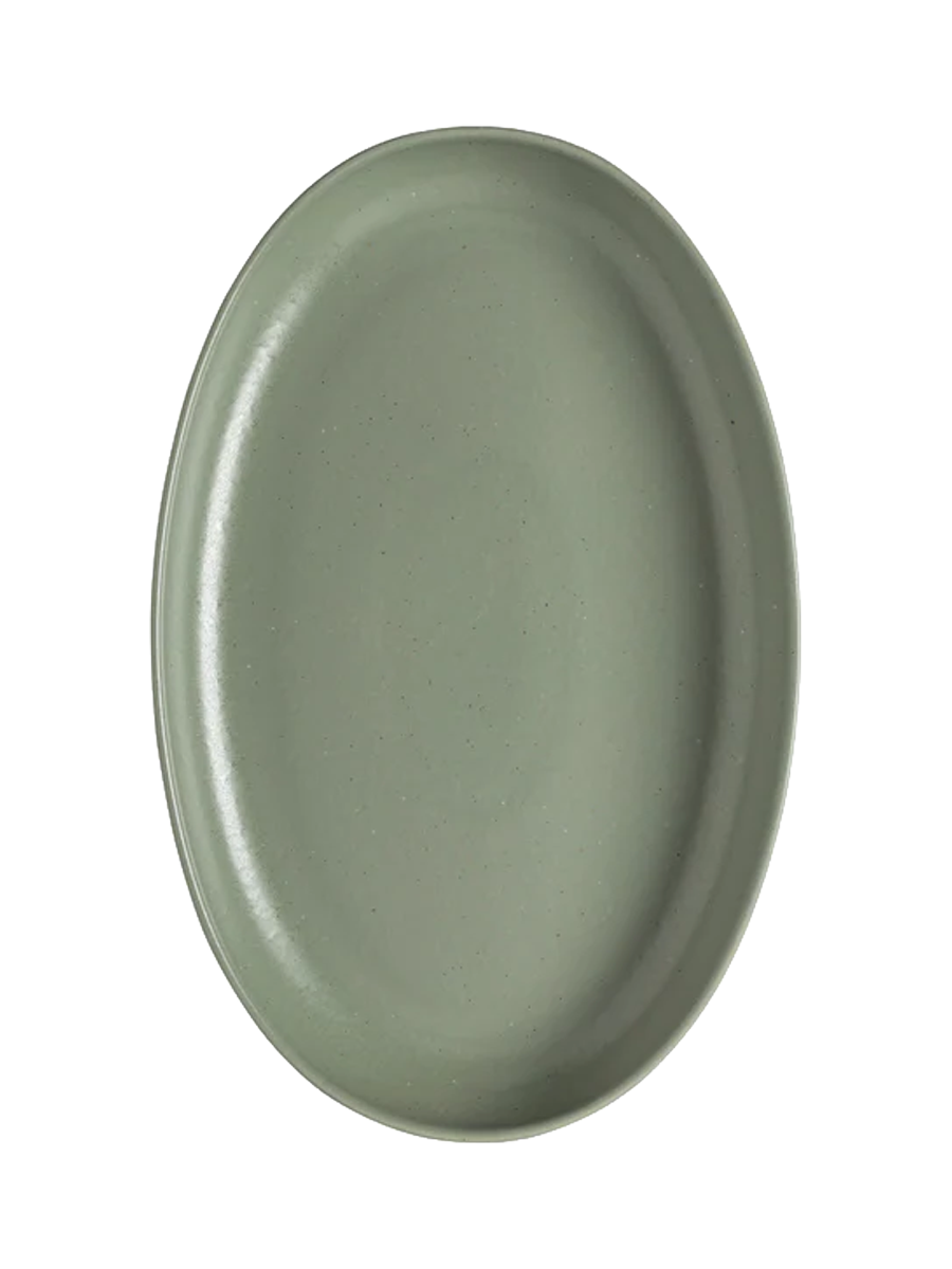 
Handcrafted Serving Platter "Pacifica" - Artichoke Green / Medium