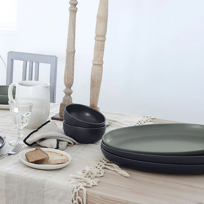 
Handcrafted Serving Platter "Pacifica" - Artichoke Green / Large