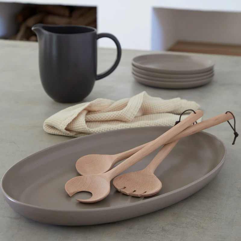 
Handcrafted Serving Platter "Pacifica" - Taupe / Large