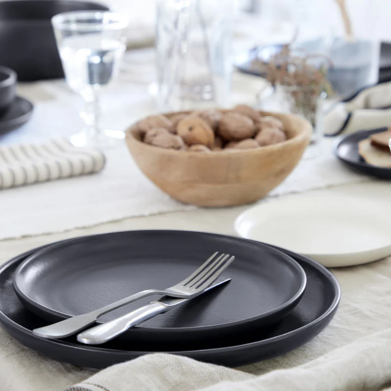 
Handmade Salad & Dessert Plate "Pacifica" - Sead Grey
