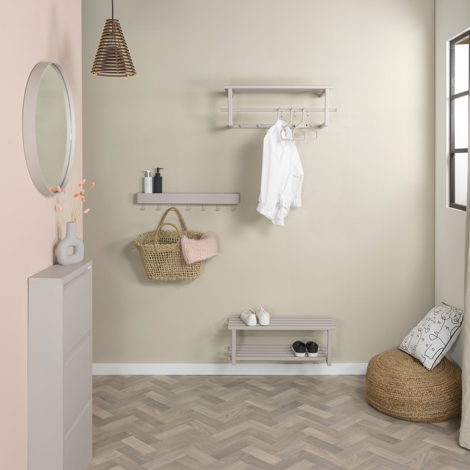 
Designer Shoe Rack "Rizzoli" - Silky Taupe