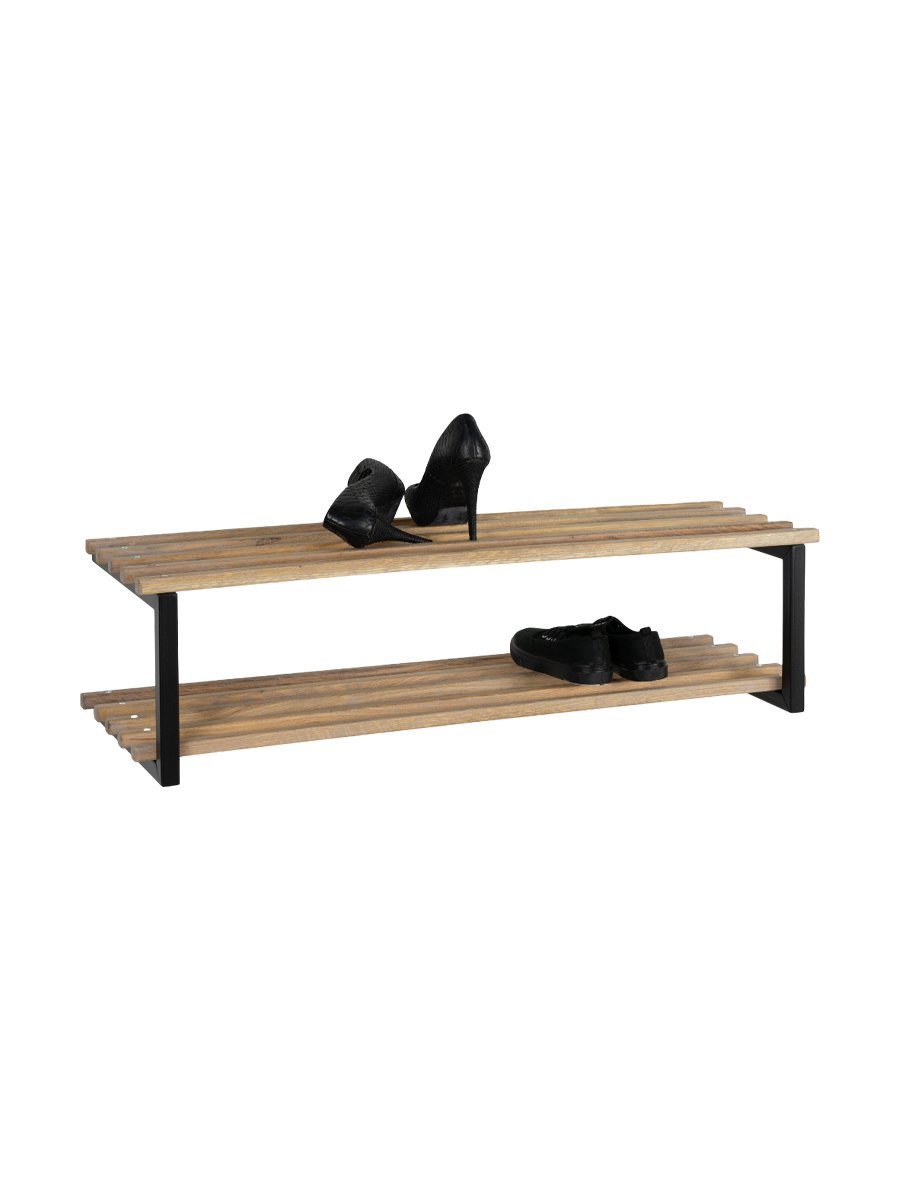 
"Rizzoli XL" Shoe Rack - Natural Oak / Black