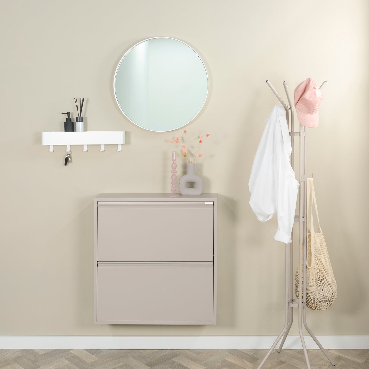 
Designer Shoe Cabinet "Billy 2" - Silky Taupe