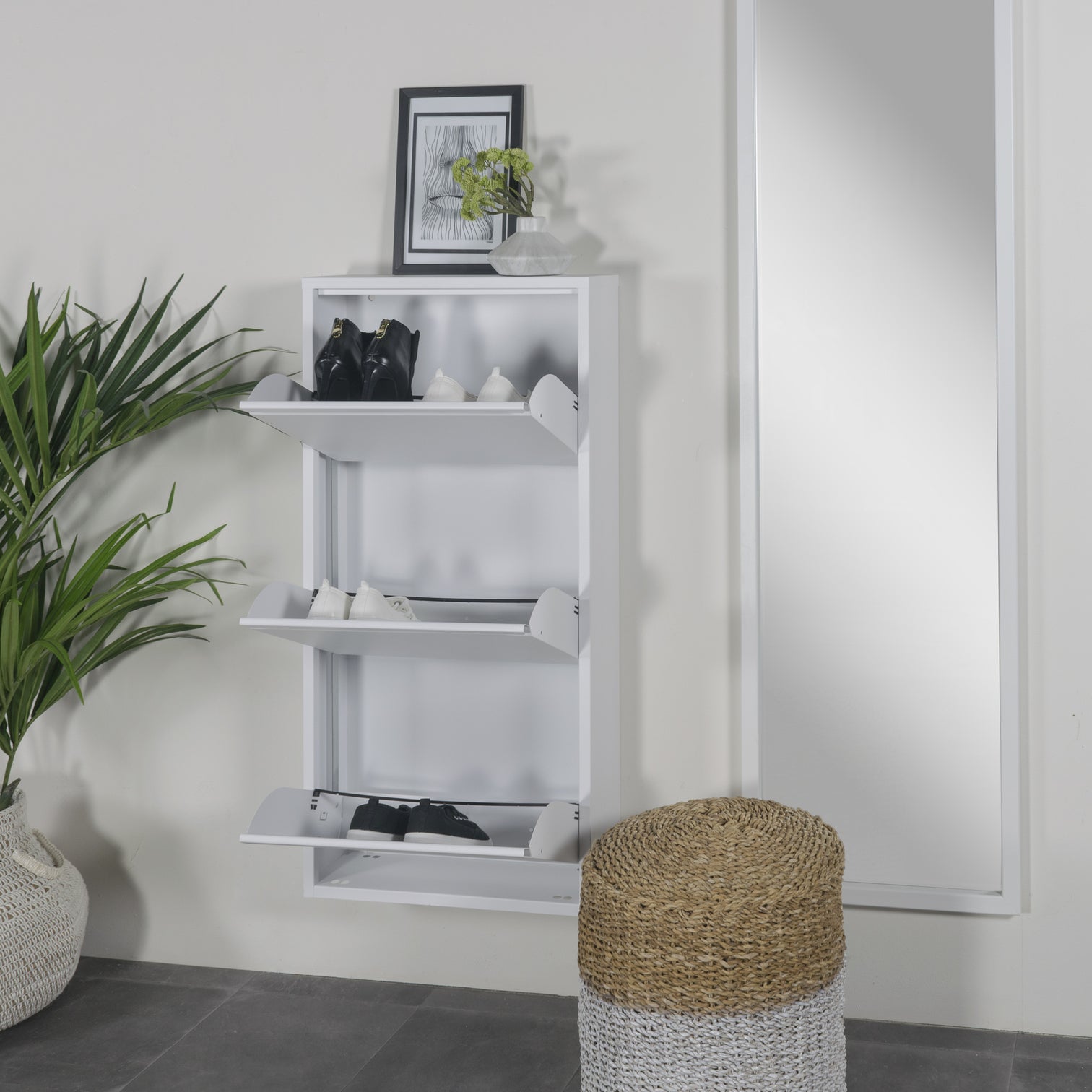 
Designer shoe cabinet "Billy 3" - White