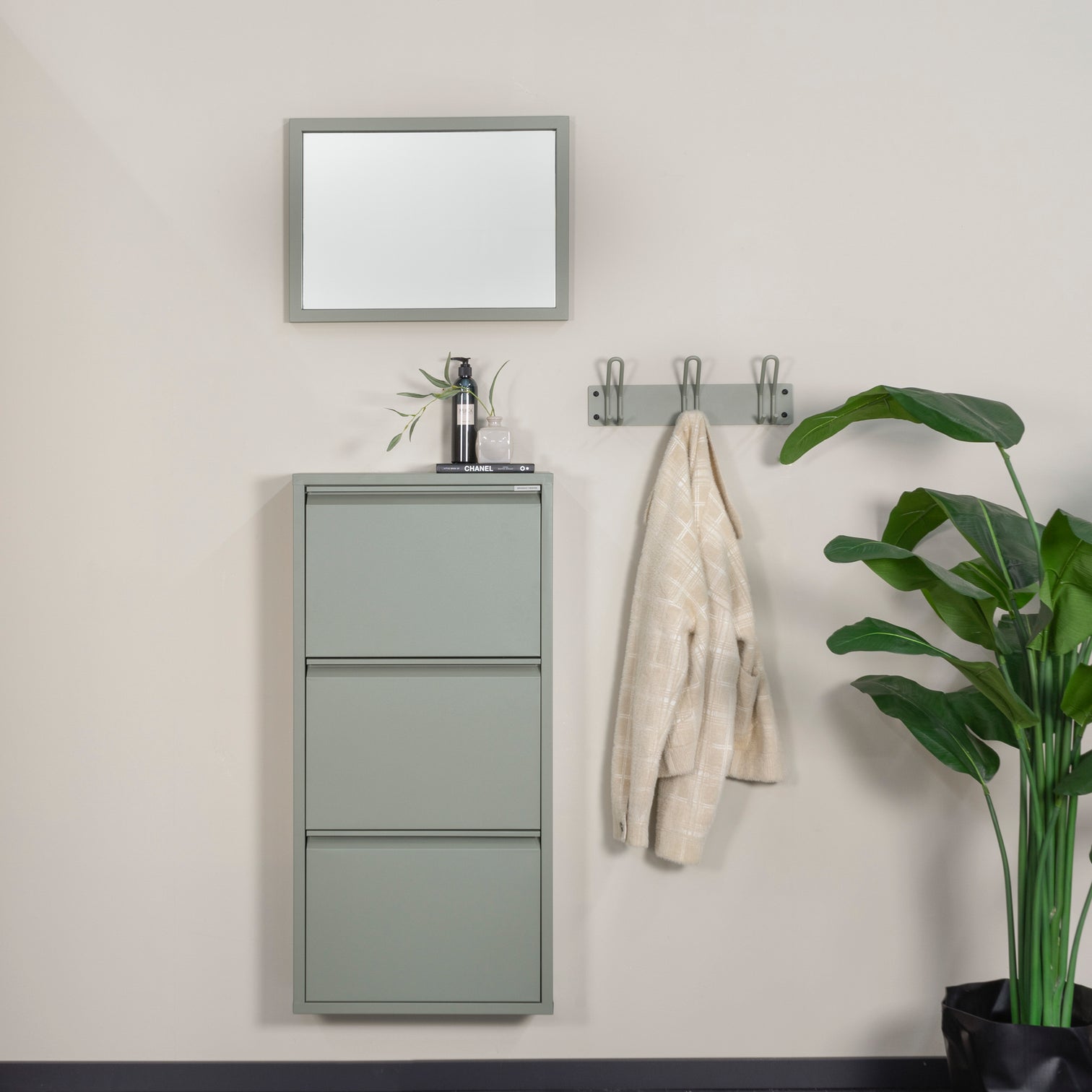 
Designer shoe cabinet "Billy 3" - Dusty Green