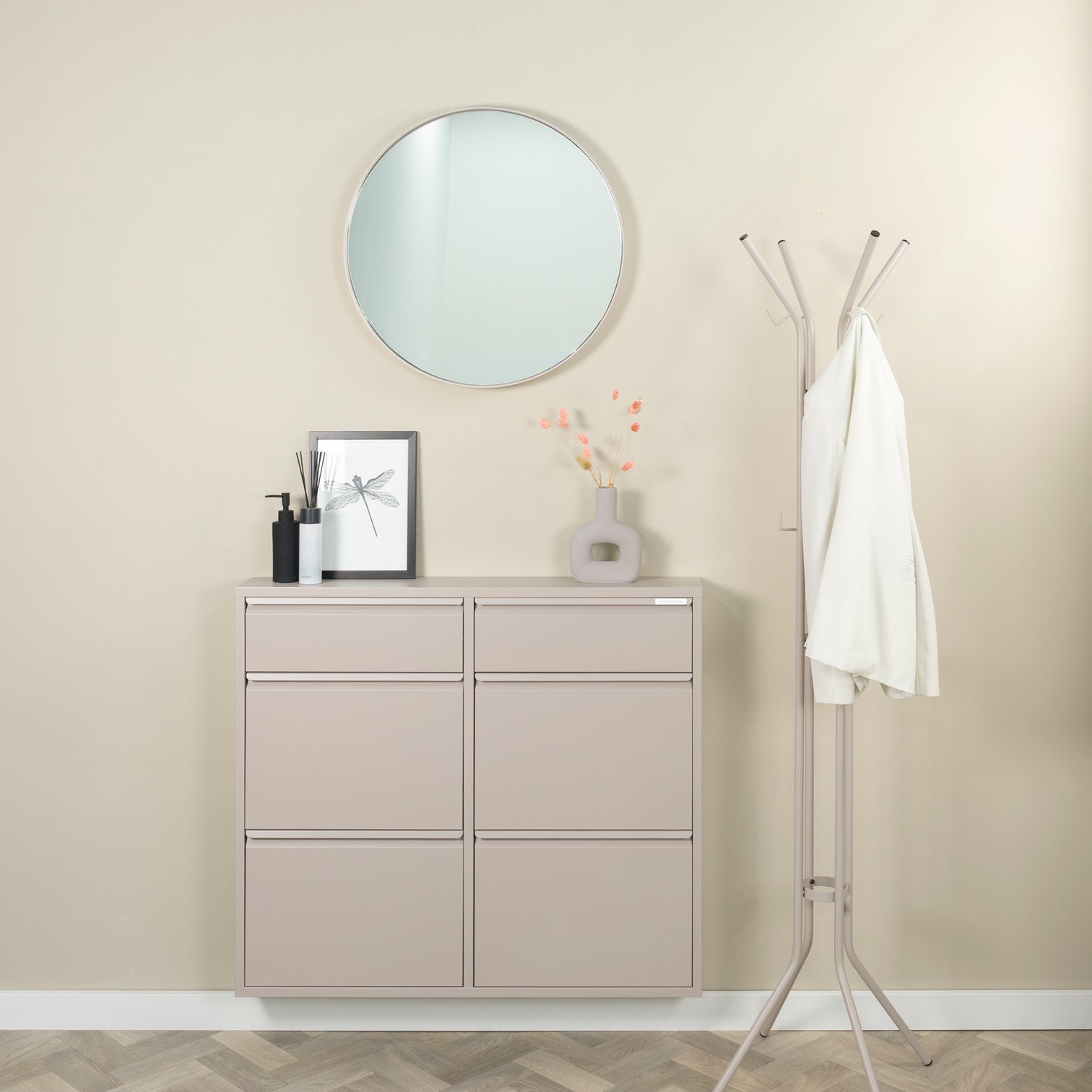 
Designer shoe cabinet "Billy 6" - Silky Taupe