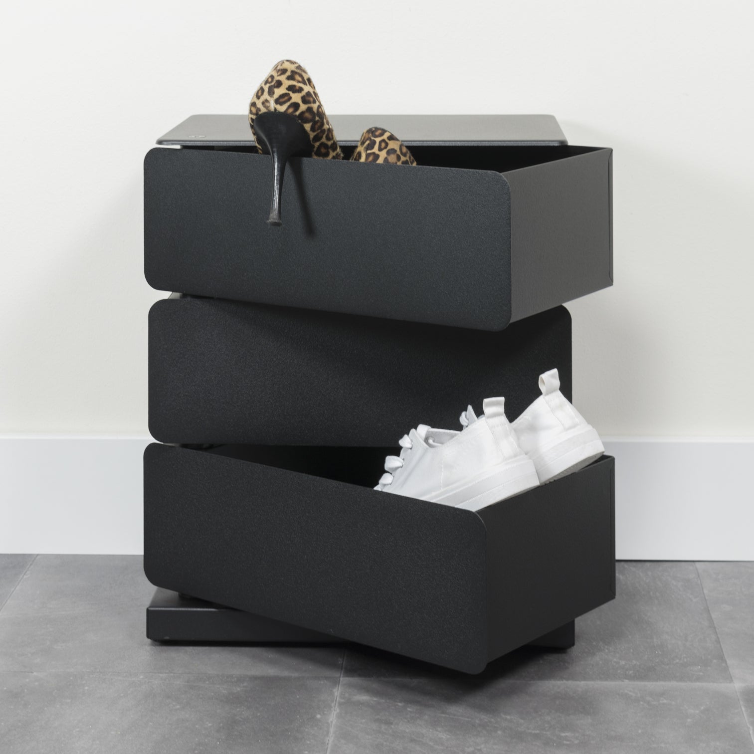 
Designer Chest of Drawers & Shoe Cabinet "Joey 3" - Black