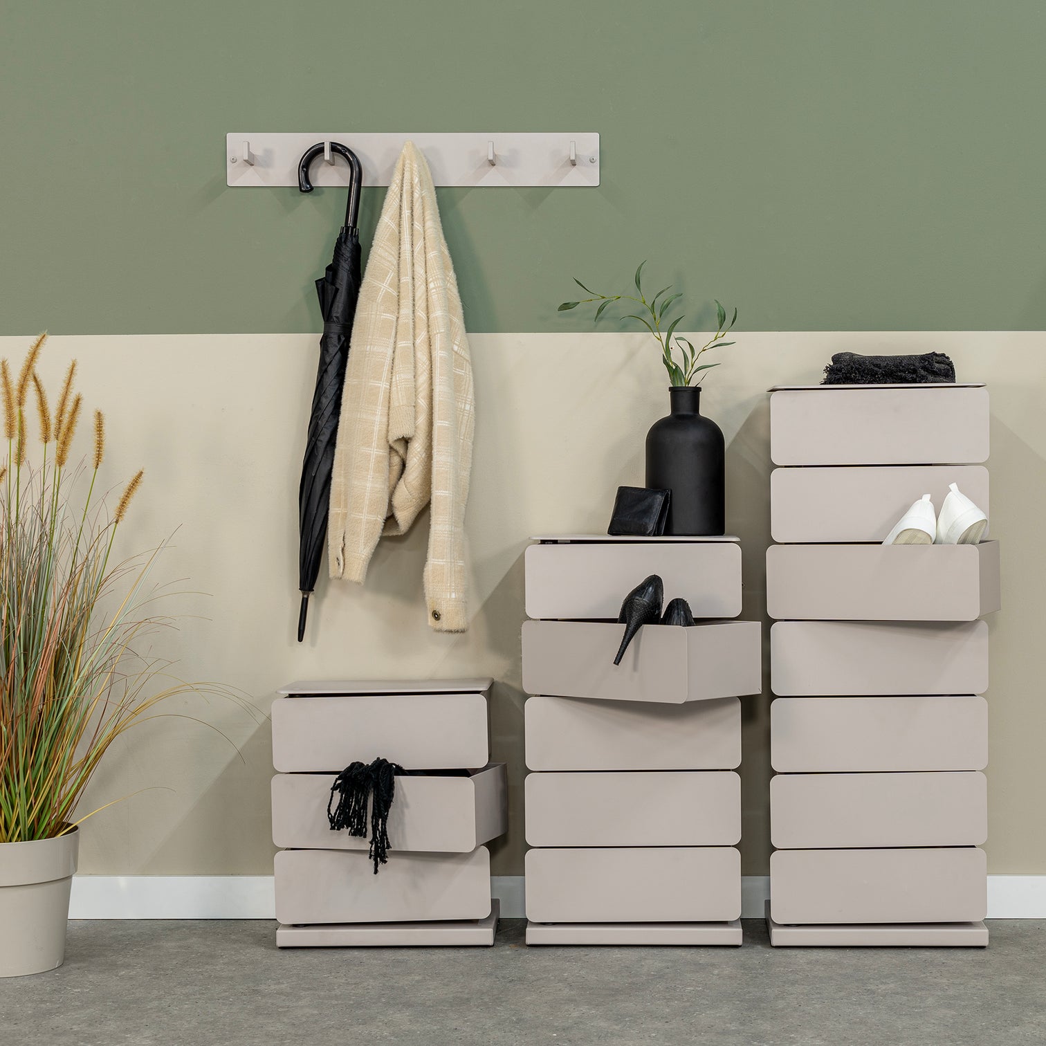 
Designer Chest of Drawers & Shoe Cabinet "Joey 3" - Silky Taupe