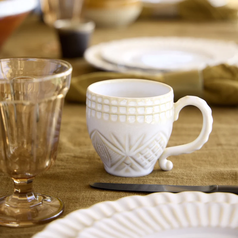 
Tasse à thé et à café faite main « Cristal » - Blanc