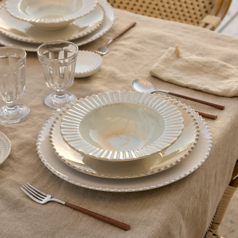 
Assiette à soupe artisanale « Cristal » - Nacar Bleu