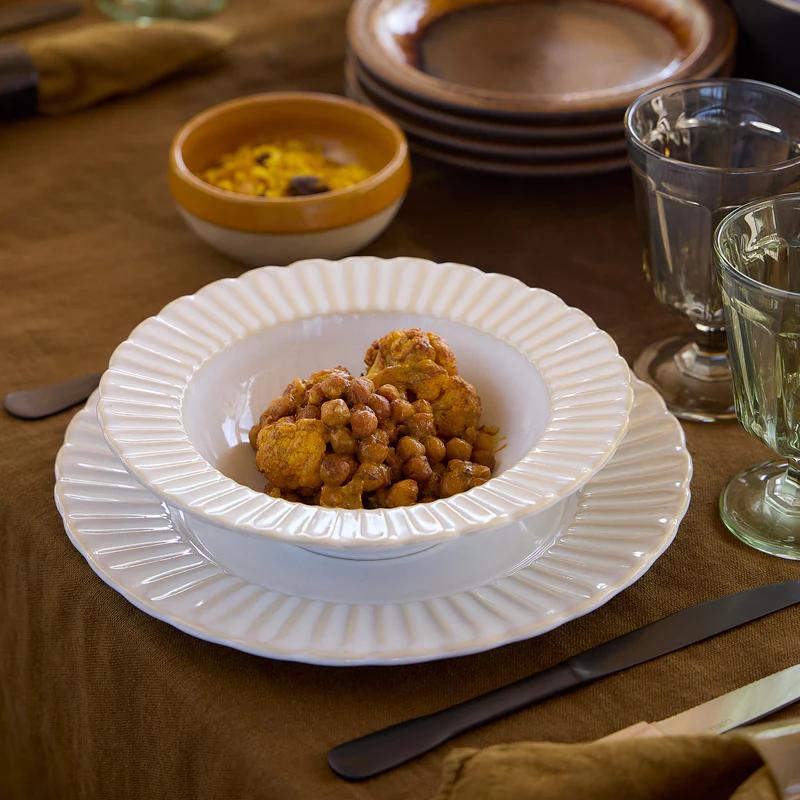 
Assiette à soupe artisanale « Cristal » - Blanc