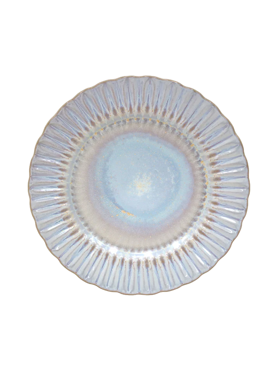 
Assiette plate artisanale « Cristal » - Nacré bleu