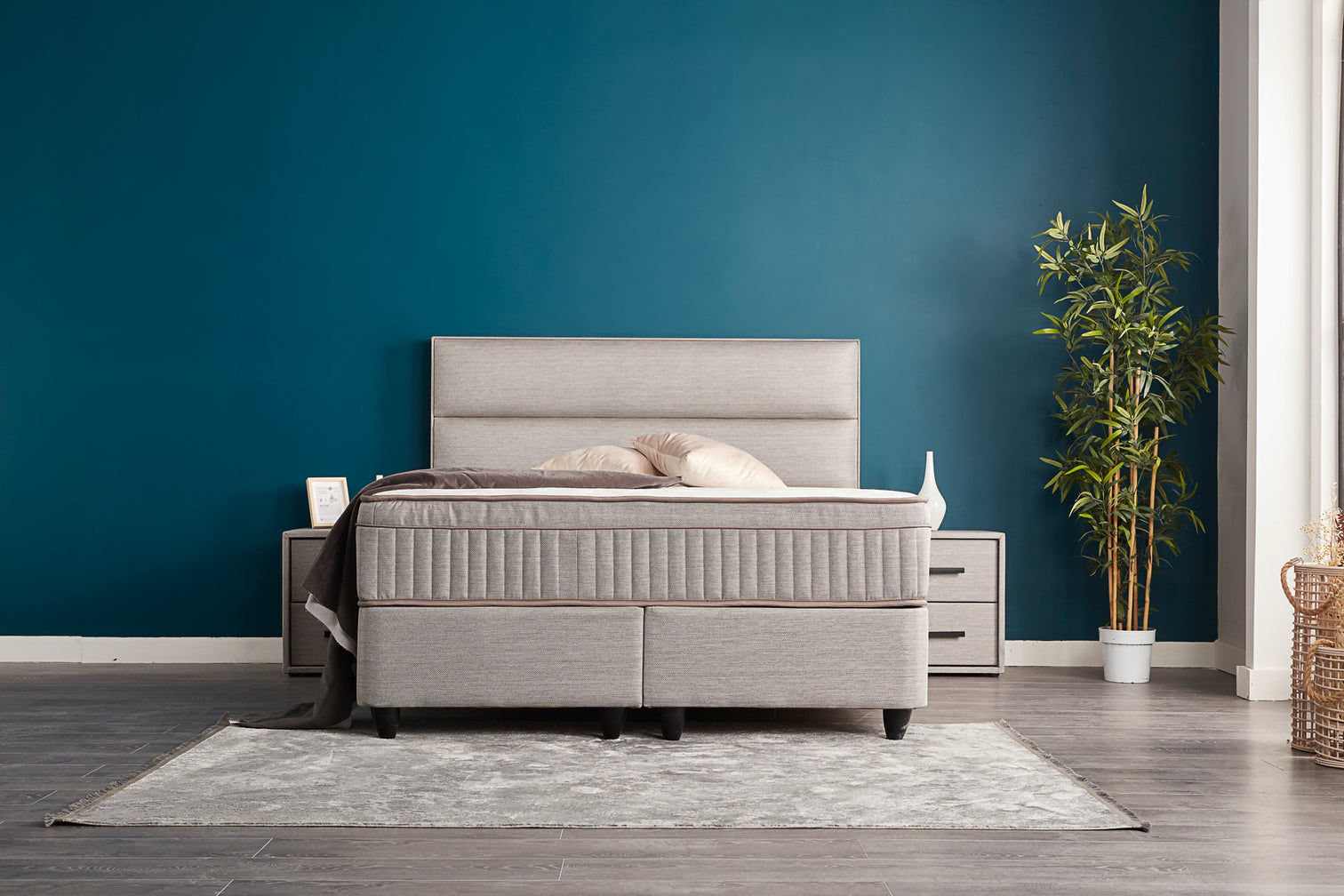 
Premium Box Spring Bed "Suna" incl. Mattress & Topper - Without accessories / Mattress size: 160 x 200 cm