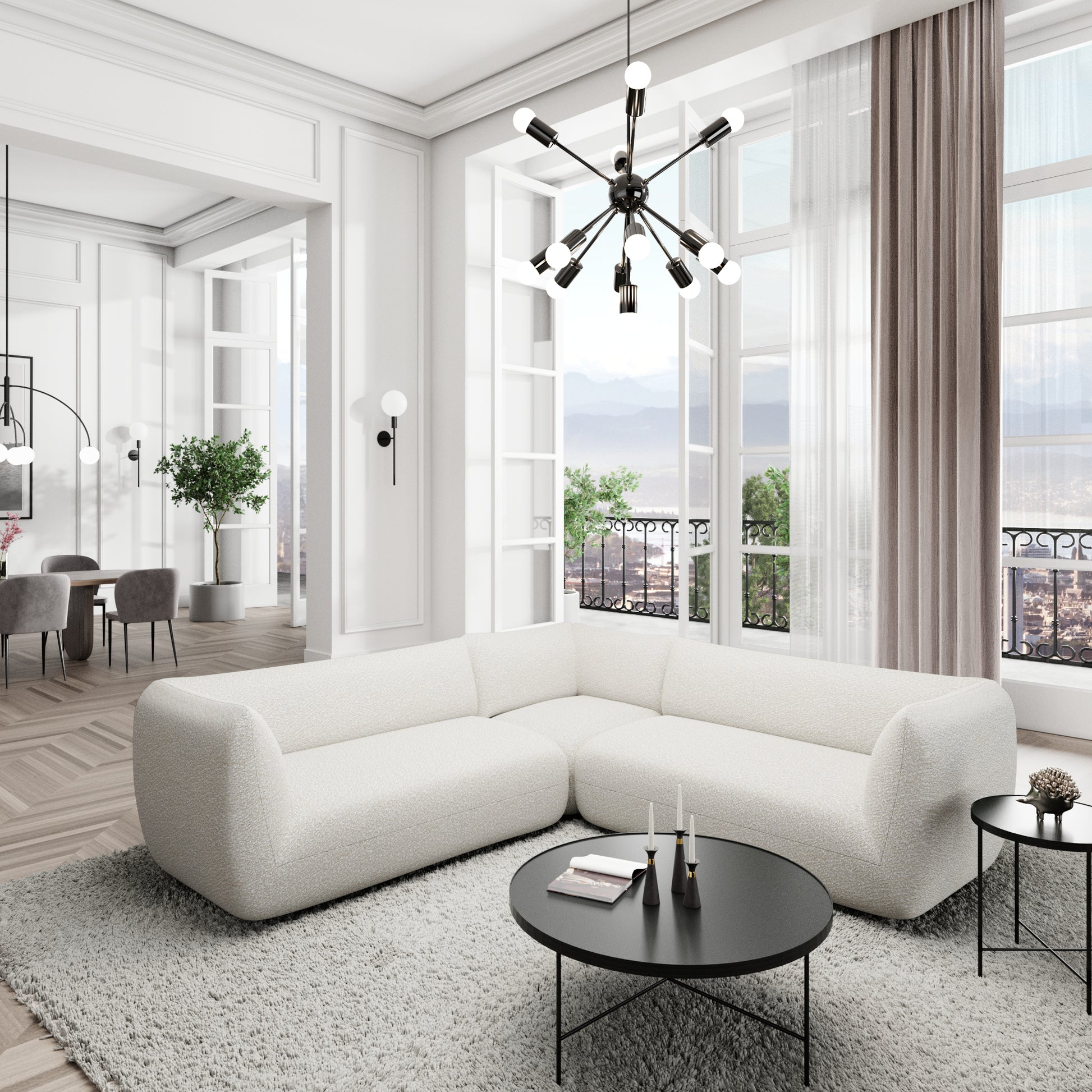 
5-Sitzer Design Ecksofa „Amalfi“ mit Bouclé-Bezug