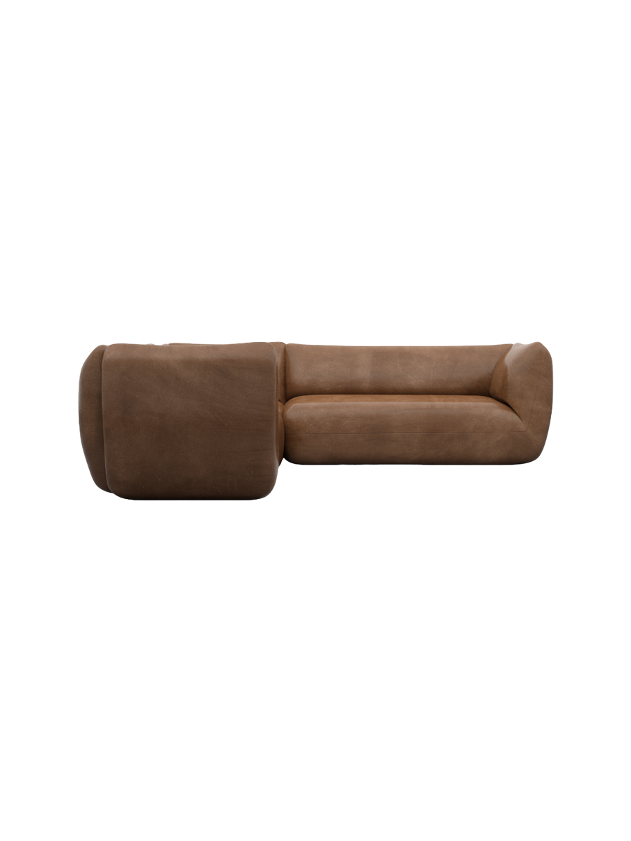 
5-Sitzer Design Echtleder Ecksofa „Amalfi“ - Echtleder Beige