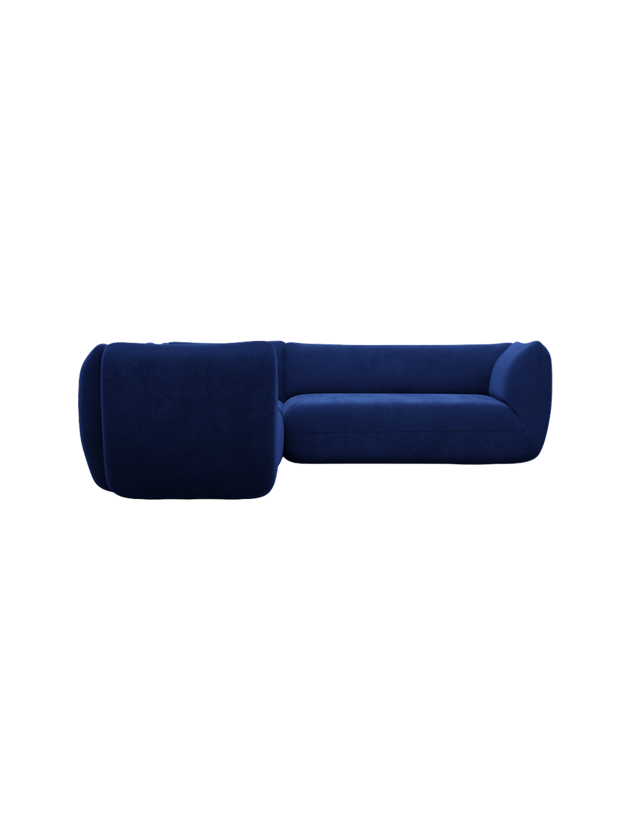 
5-Sitzer Design Ecksofa „Amalfi“ mit Samtbezug - Samtbezug Königsblau