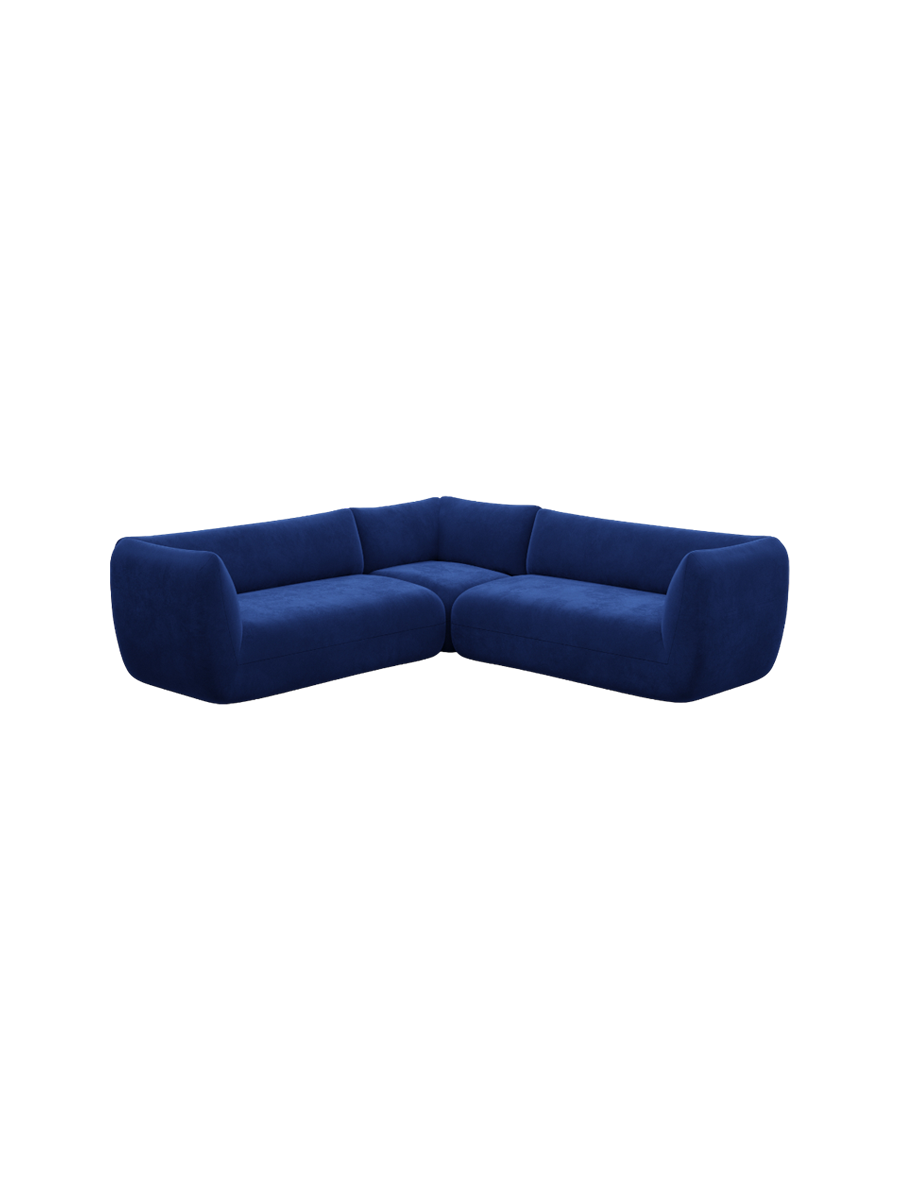
5-Sitzer Design Ecksofa „Amalfi“ mit Samtbezug - Samtbezug Königsblau