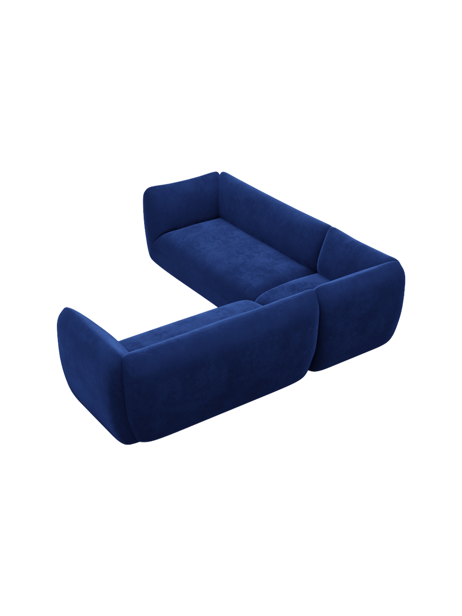 
5-Sitzer Design Ecksofa „Amalfi“ mit Samtbezug - Samtbezug Königsblau