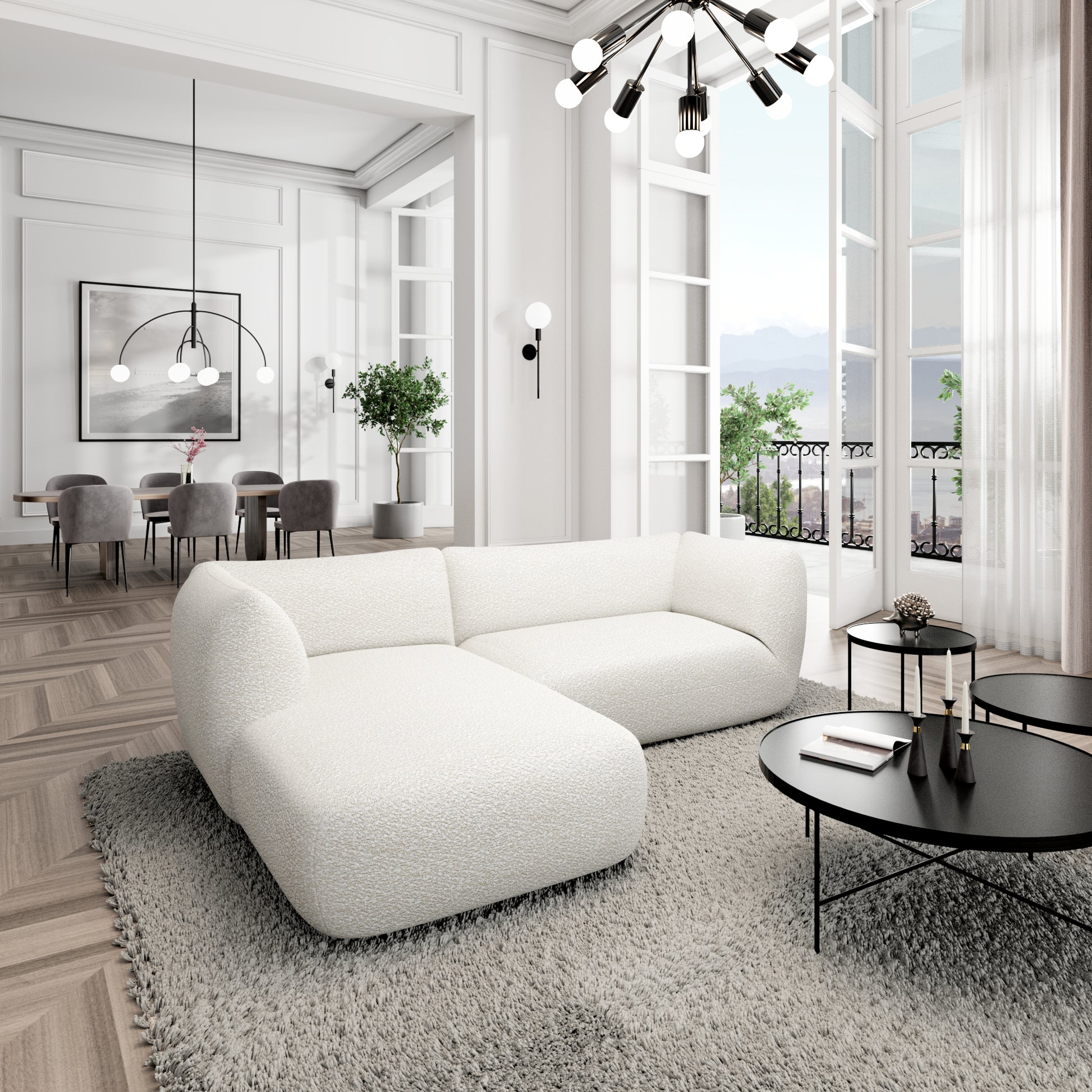 
3/4-Sitzer Design Ecksofa „Amalfi“ mit Bouclé-Bezug - Eckteil links