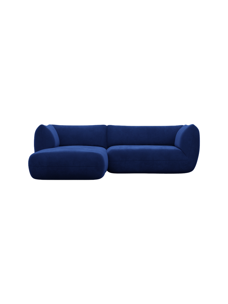 
3/4-Sitzer Design Ecksofa „Amalfi“ mit Samtbezug - Samtbezug Königsblau / Eckteil links