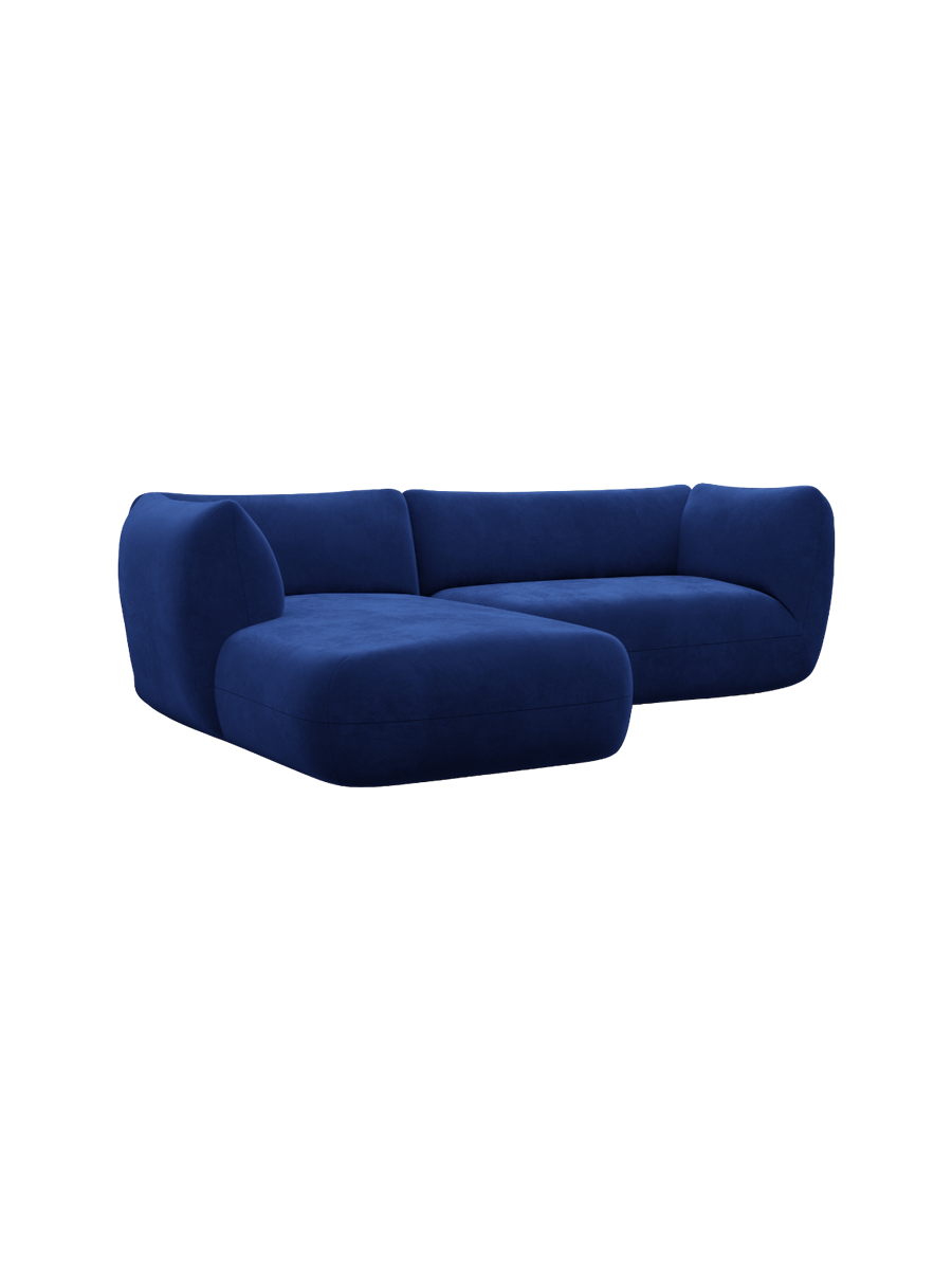 
3/4-Sitzer Design Ecksofa „Amalfi“ mit Samtbezug - Samtbezug Königsblau / Eckteil links