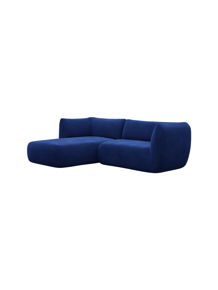 
3/4-Sitzer Design Ecksofa „Amalfi“ mit Samtbezug - Samtbezug Königsblau / Eckteil links