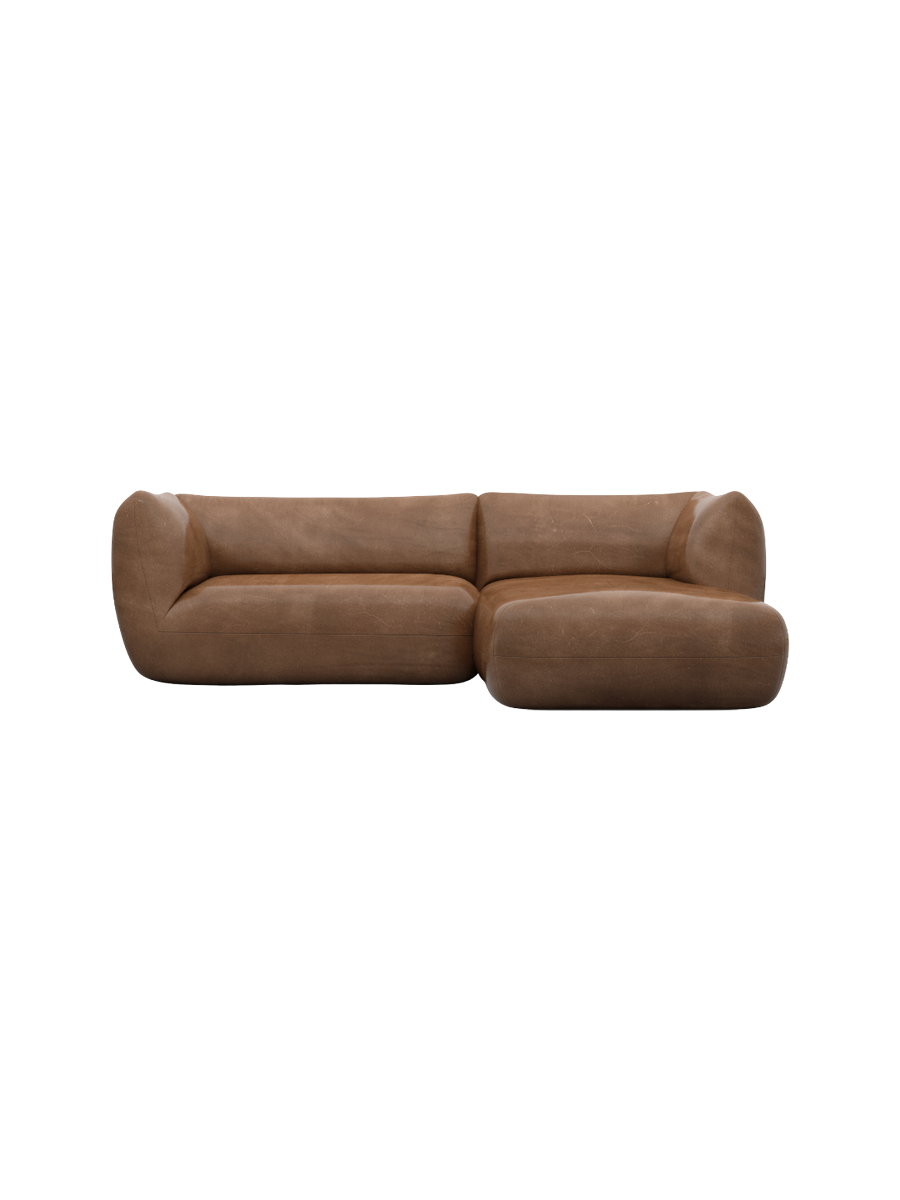 
3/4-Sitzer Design Echtleder Ecksofa „Amalfi“ - Echtleder Beige / Eckteil links