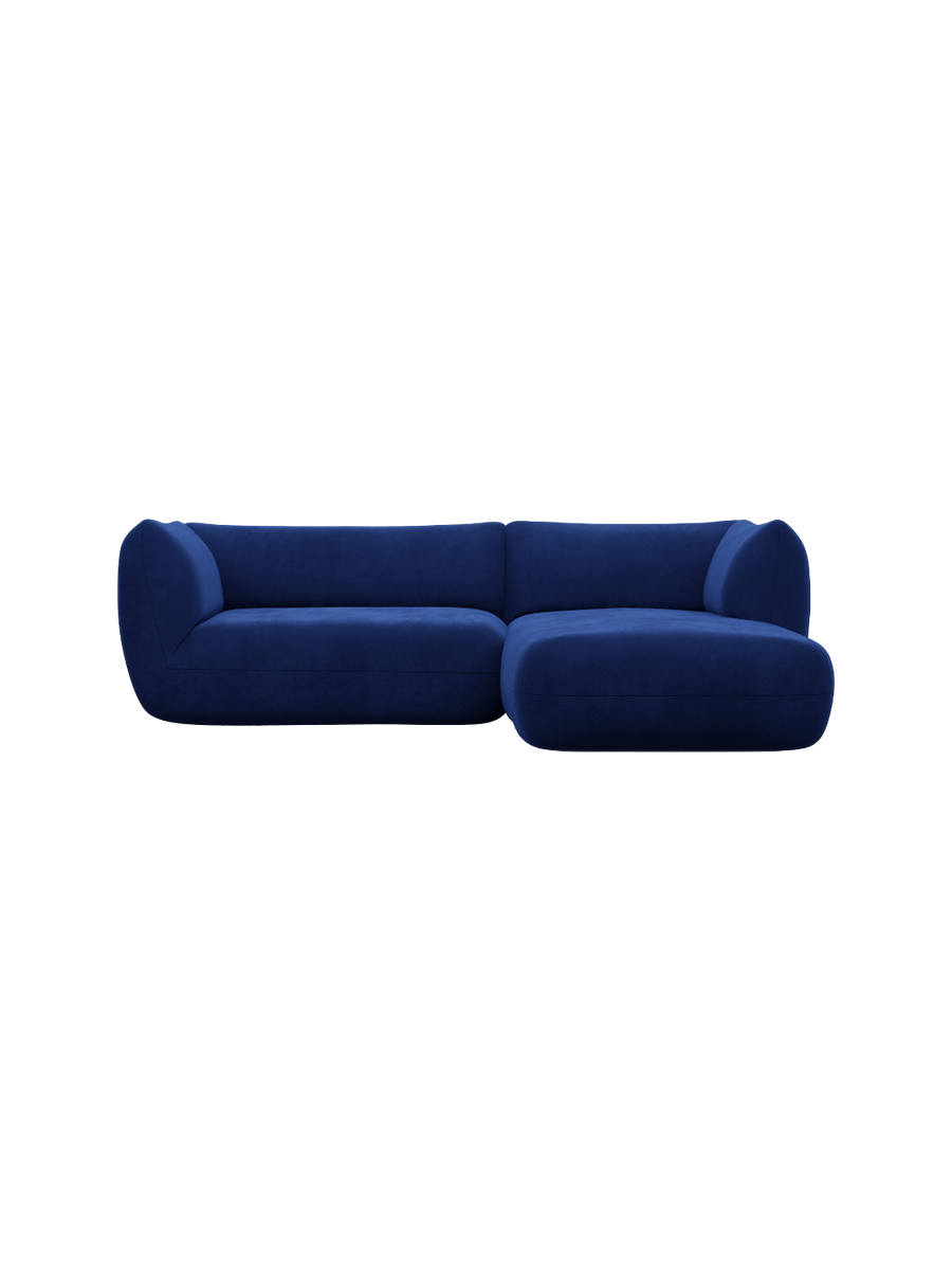
3/4-Sitzer Design Ecksofa „Amalfi“ mit Samtbezug - Samtbezug Königsblau / Eckteil links