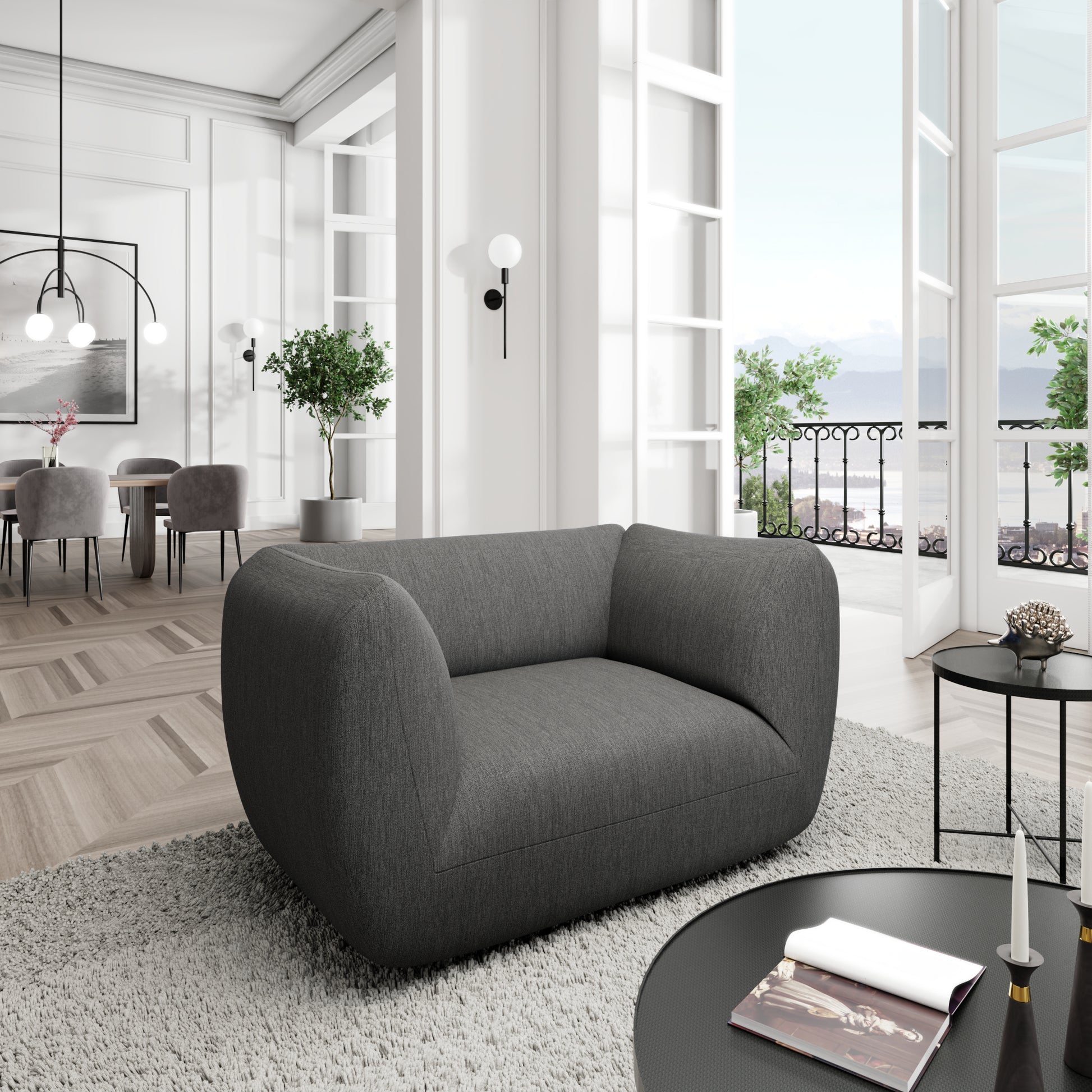 
Design Loungesesse „Amalfi“ mit Strukturstoff-Bezug - Strukturstoff Anthrazit