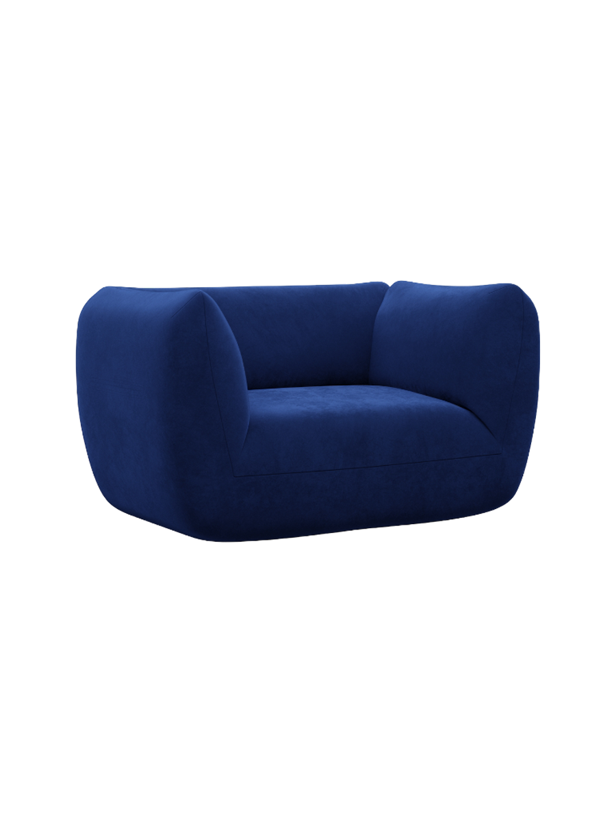 
Design Loungesessel „Amalfi“ mit Samtbezug - Samtbezug Königsblau