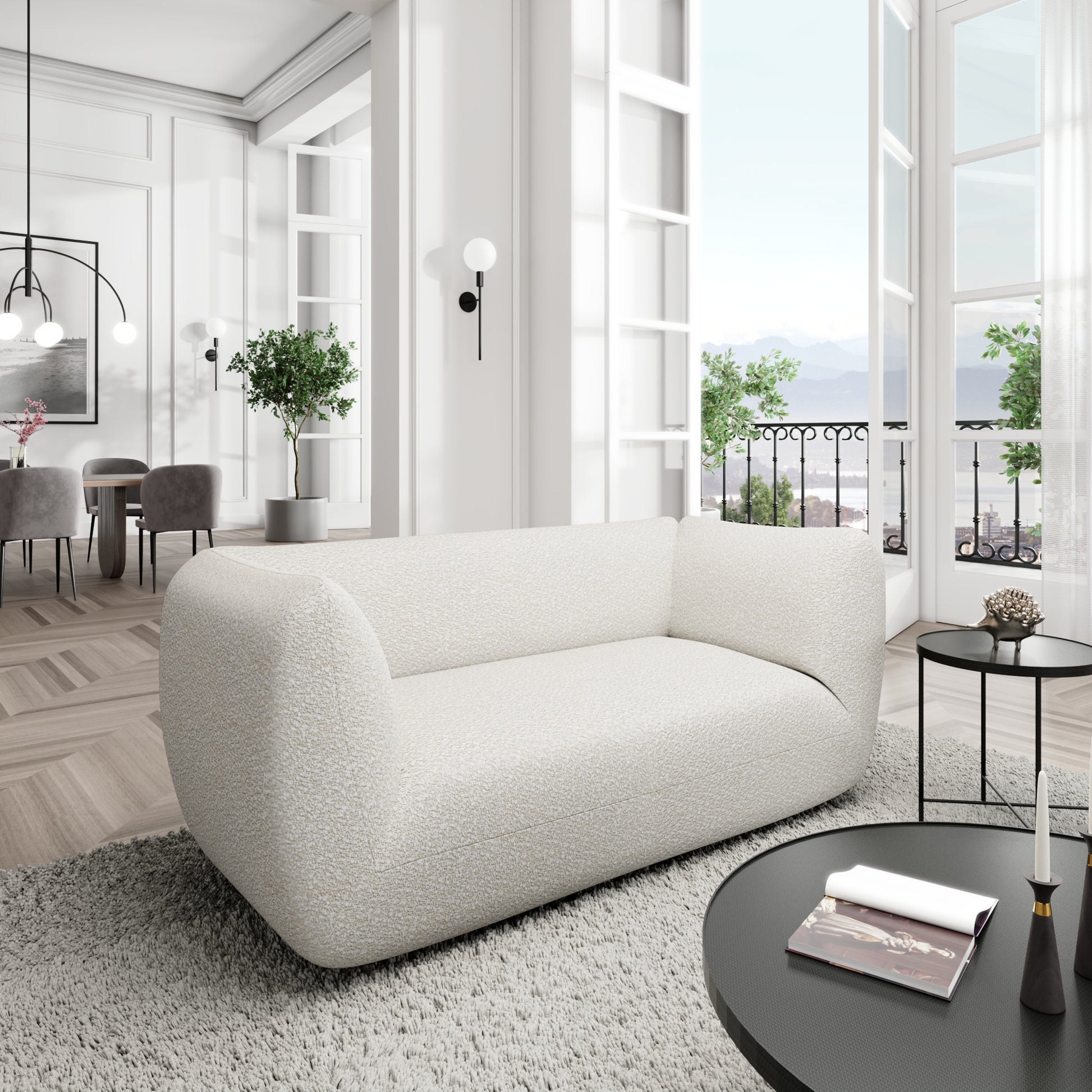 
2-Sitzer Design Sofa „Amalfi“ mit Bouclé-Bezug