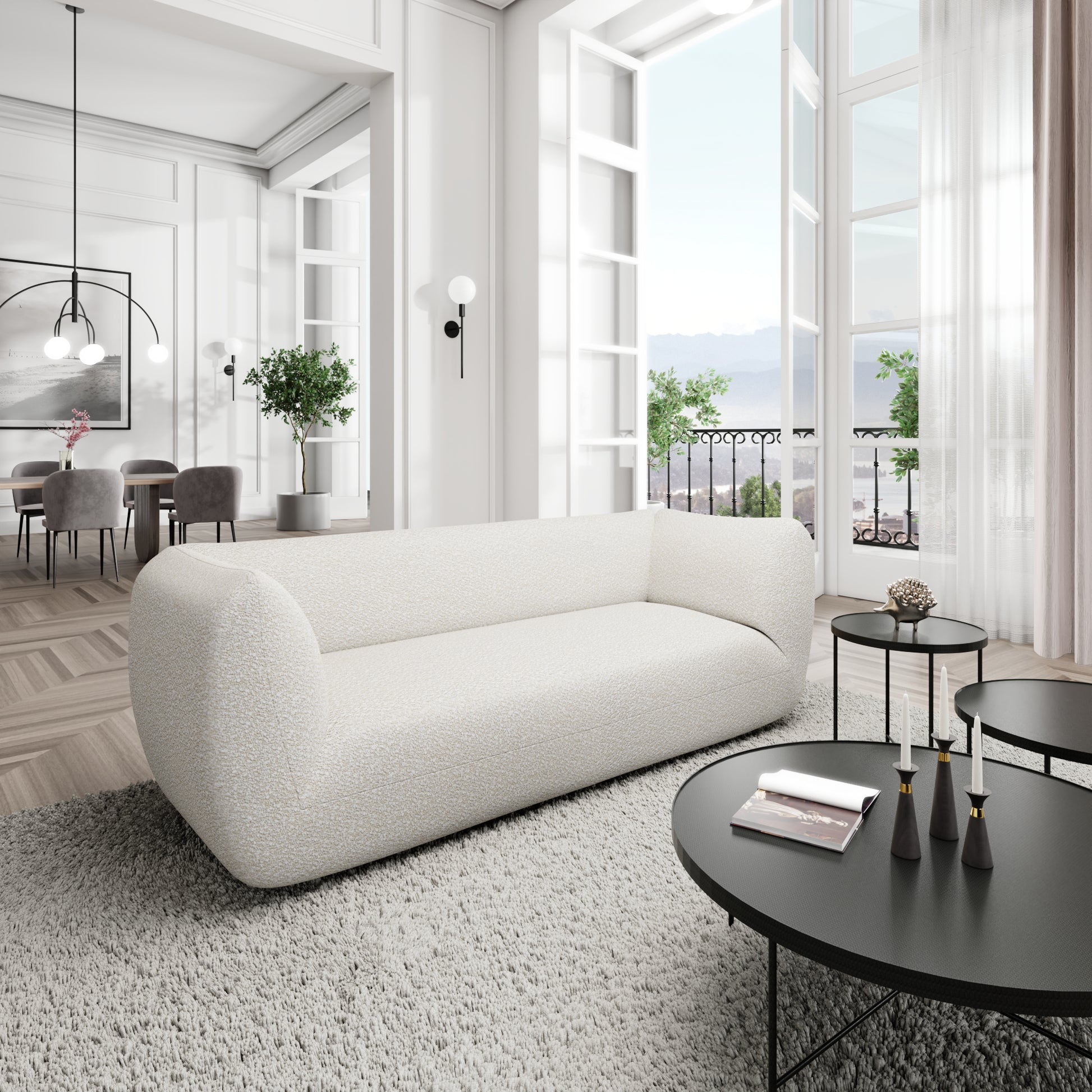 
3-Sitzer Design Sofa „Amalfi“ mit Bouclé-Bezug