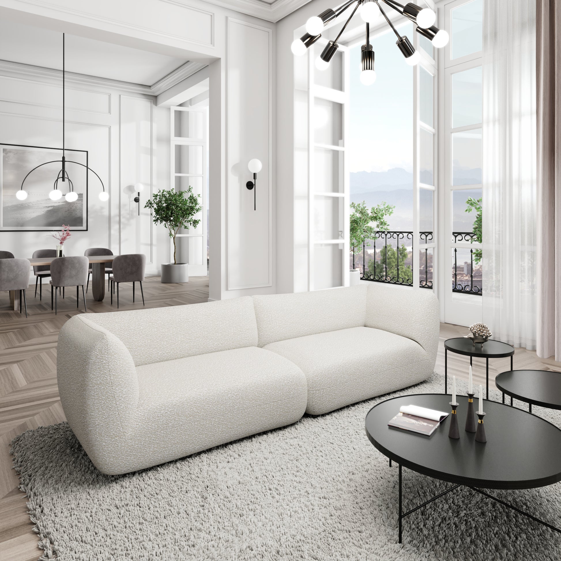 
4-Sitzer Design Sofa „Amalfi“ mit Bouclé-Bezug