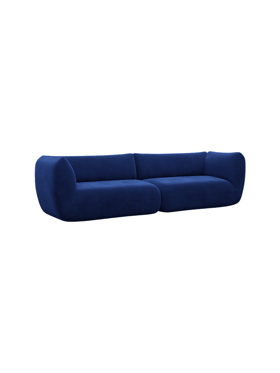 
4-Sitzer Design Sofa „Amalfi“ mit Samtbezug - Samtbezug Königsblau