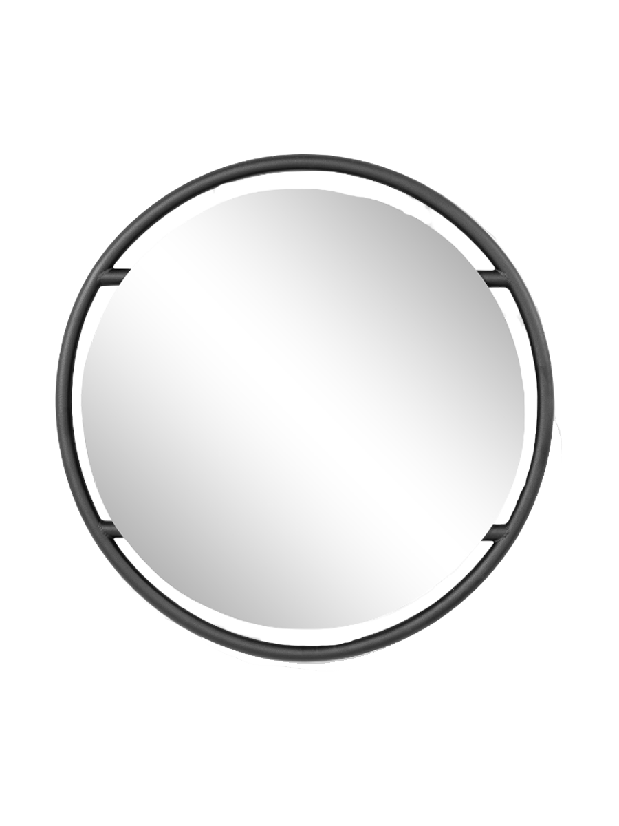 
Specchio da parete rotondo di design „Orbis“ Ø 60 cm - Metallo nero