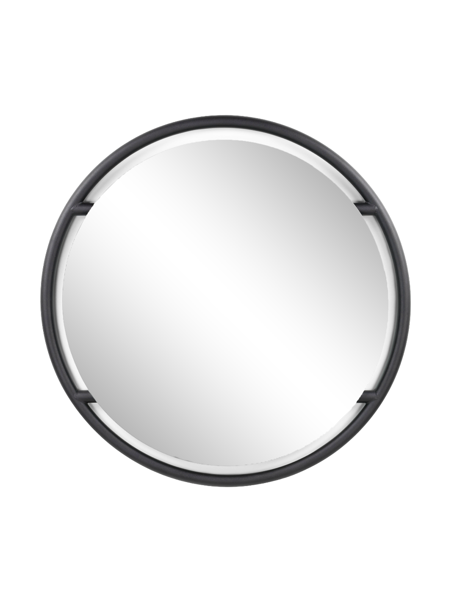 
Specchio da parete rotondo di design „Orbis“ Ø 90 cm - Metallo nero