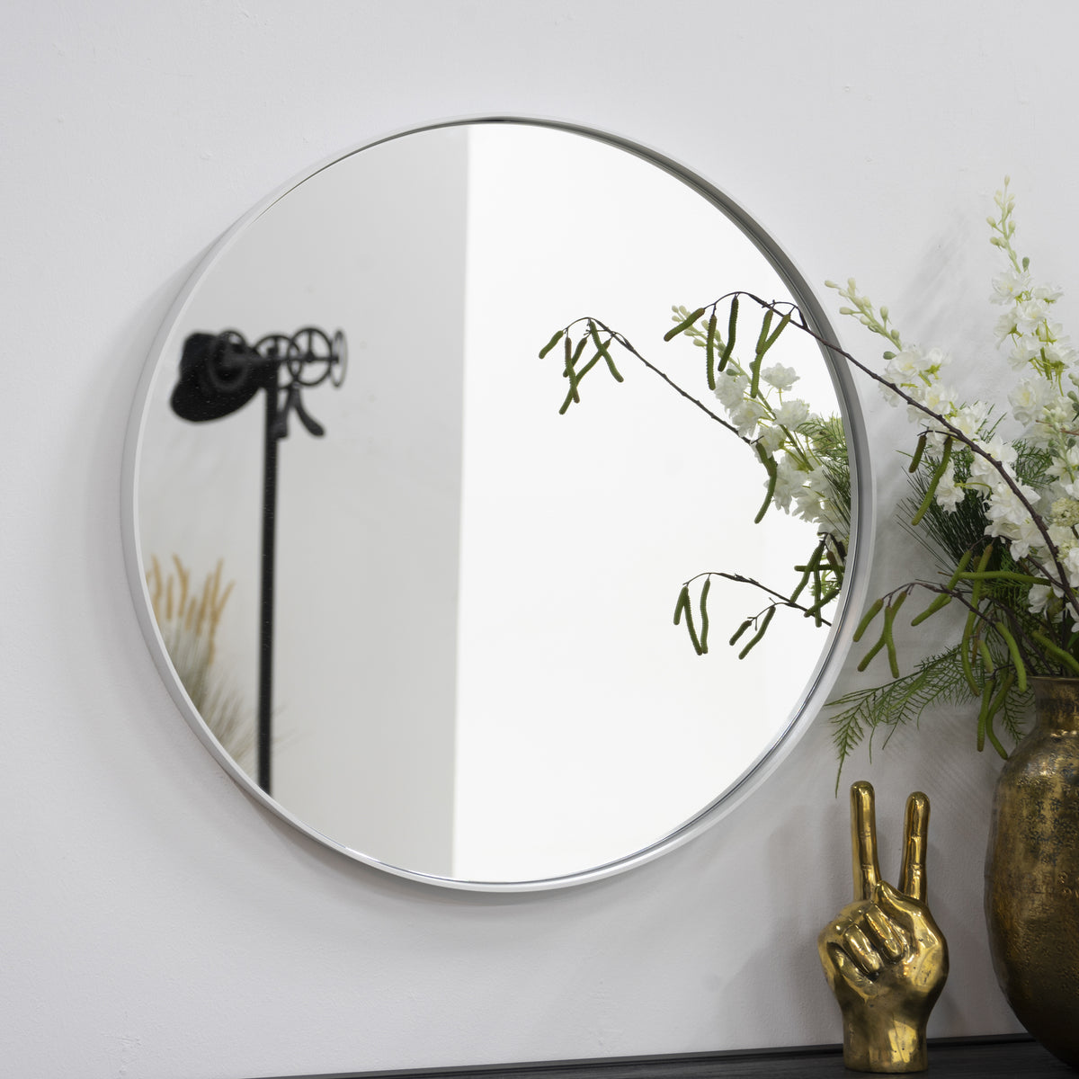 
Specchio da parete rotondo di design „Donna“ Ø 60 cm - Bianco