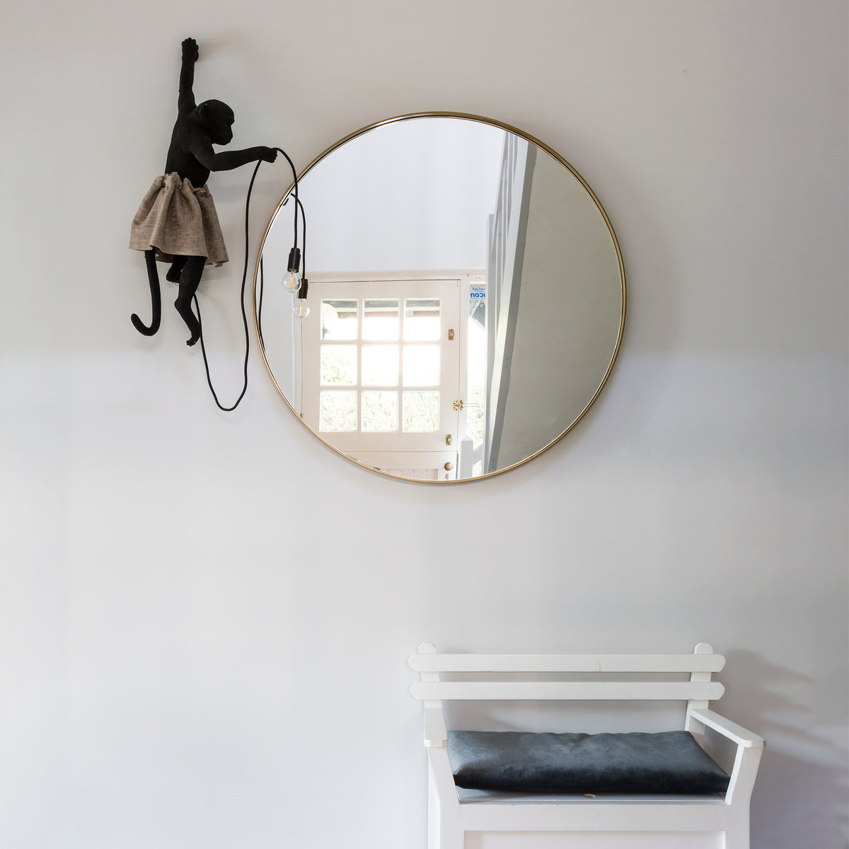 
Specchio da parete rotondo di design „Donna“ Ø 90 cm - Oro