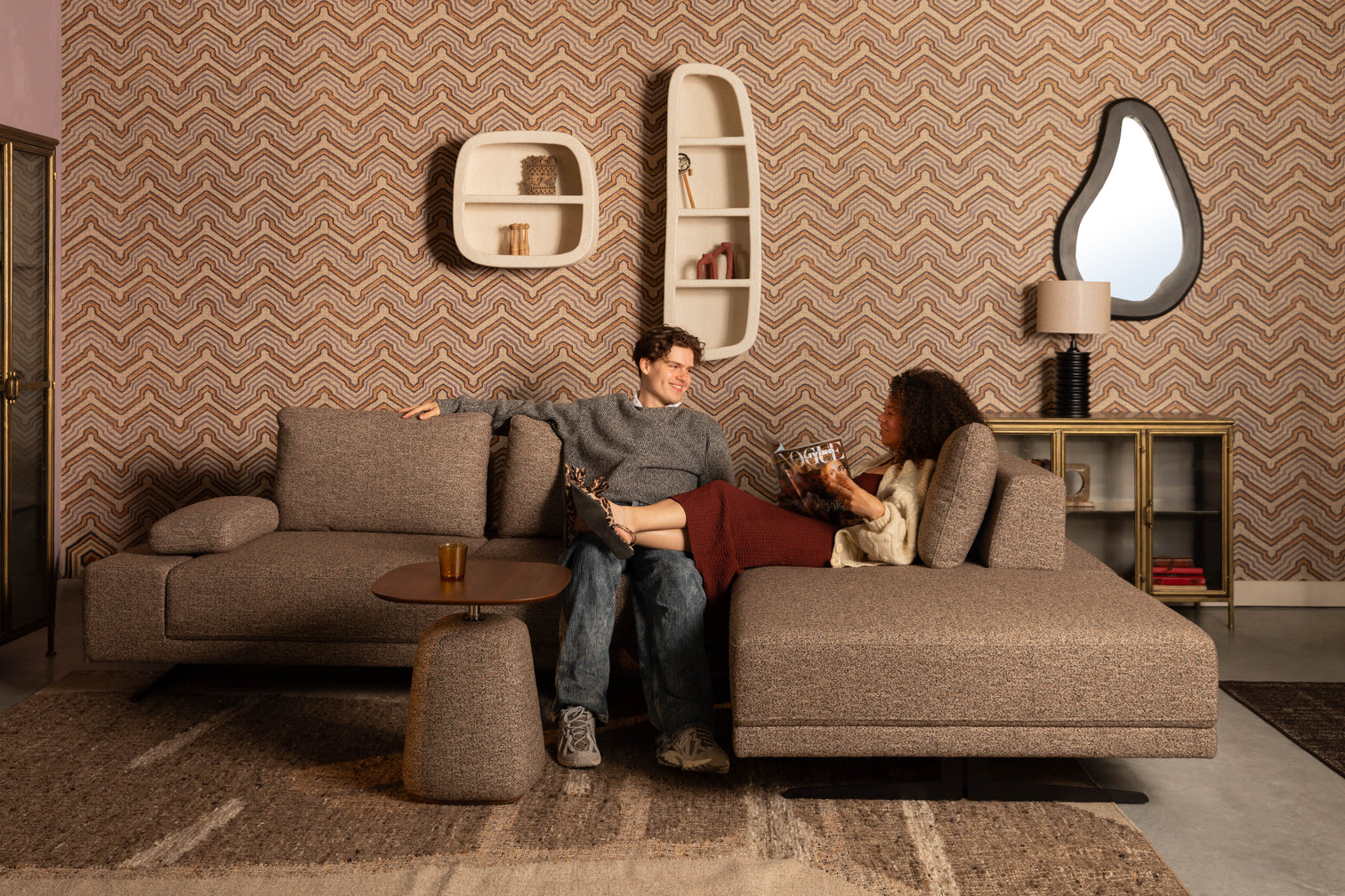 
Flexible Design Corner Sofa "Shelly" - Zimt / Right-hand corner section