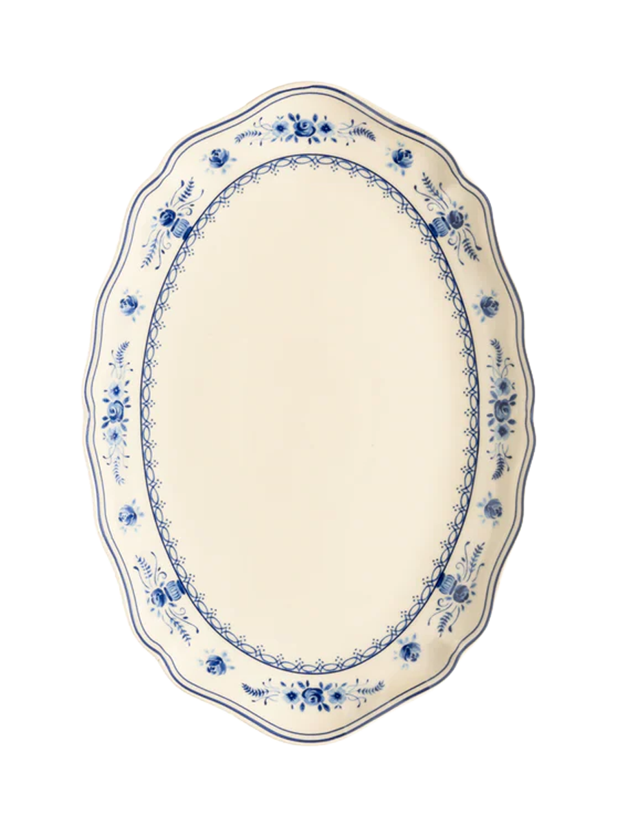 
Handmade Serving Tray "Vila" - Beige & Blue / Medium