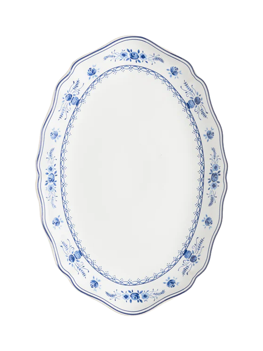 
Handmade Serving Tray "Vila" - White & Blue / Medium