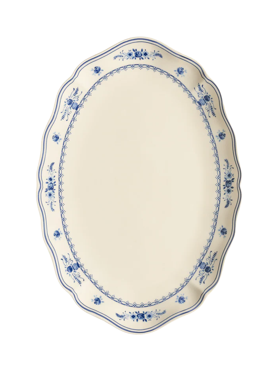 
Handmade Serving Tray "Vila" - Beige & Blue / Large