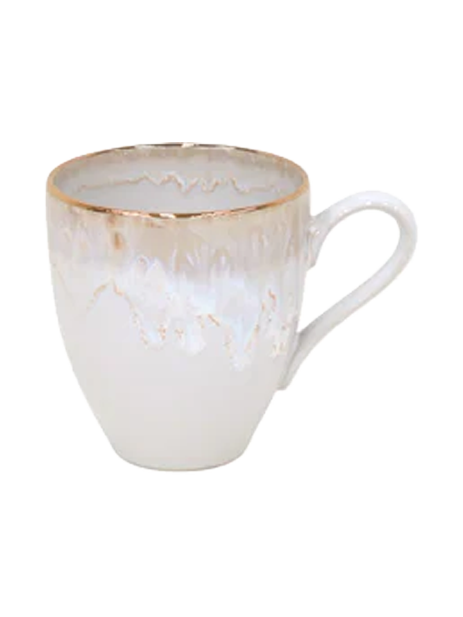 
Tasse artisanale « Taormine » - Blanc avec un bord en or 18 carats