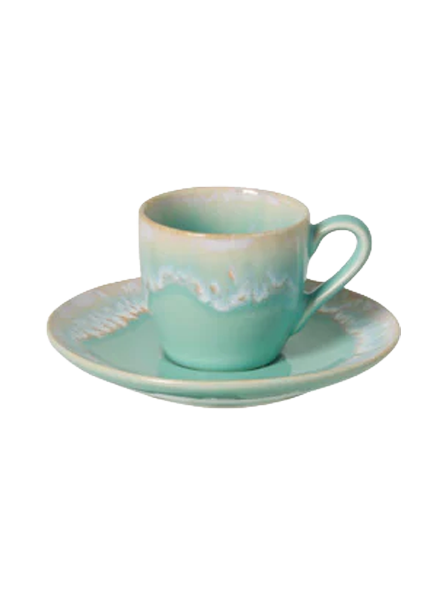 
Tasse à espresso faite main « Taormina » avec soucoupe - Eau