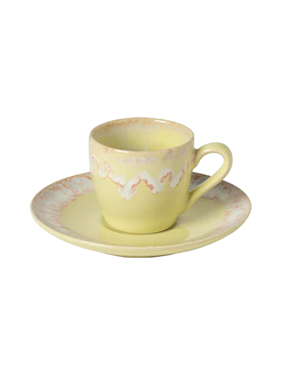 
Tasse à espresso faite main « Taormina » avec soucoupe - Jaune