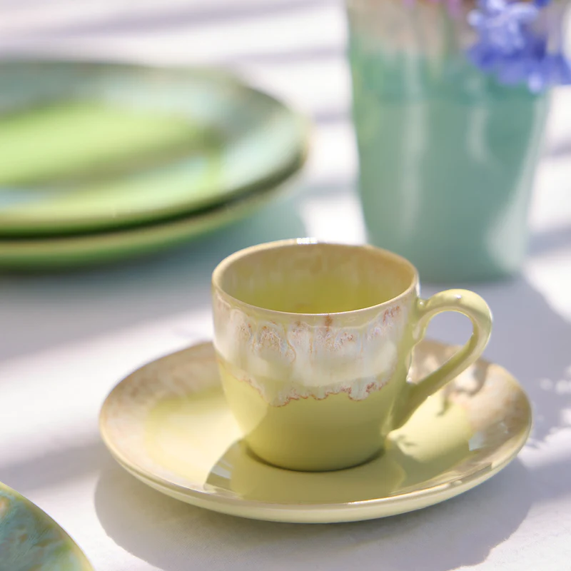 
Tasse à espresso faite main « Taormina » avec soucoupe - Jaune