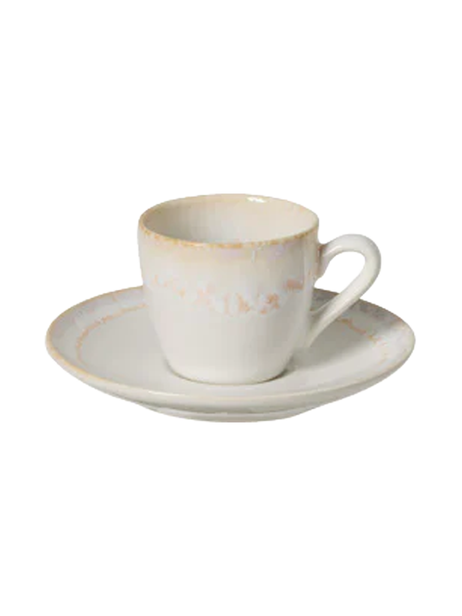 
Tasse à espresso faite main « Taormina » avec soucoupe - Blanc