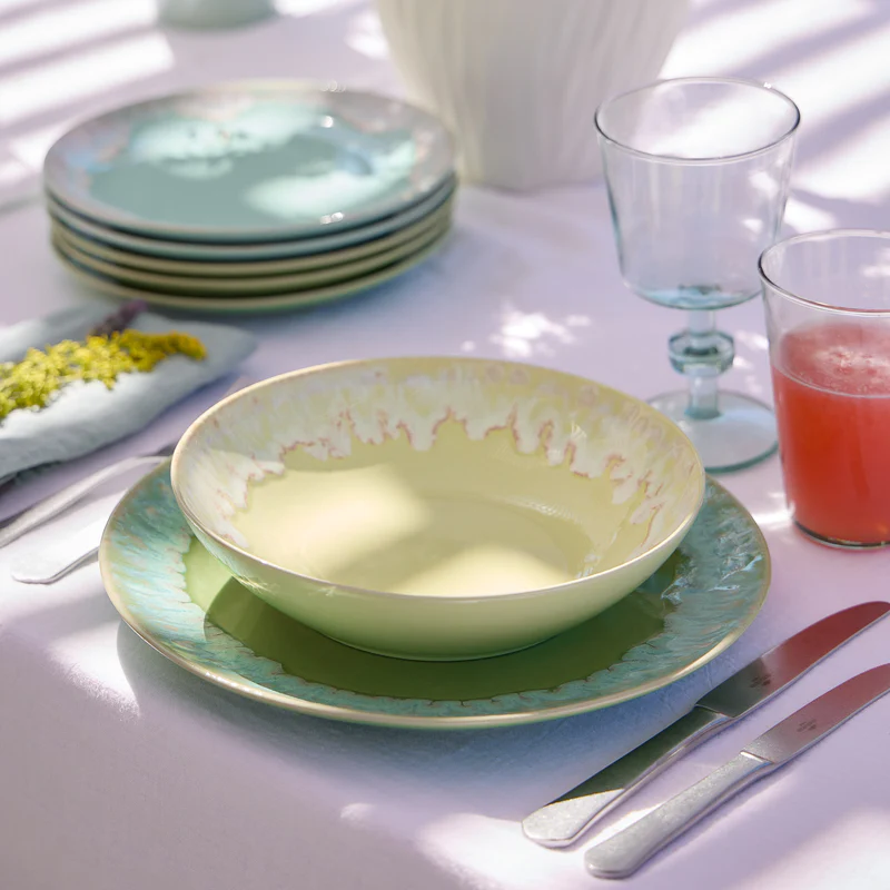 
Assiette creuse et à pâtes « Taormina », faite à la main - Jaune