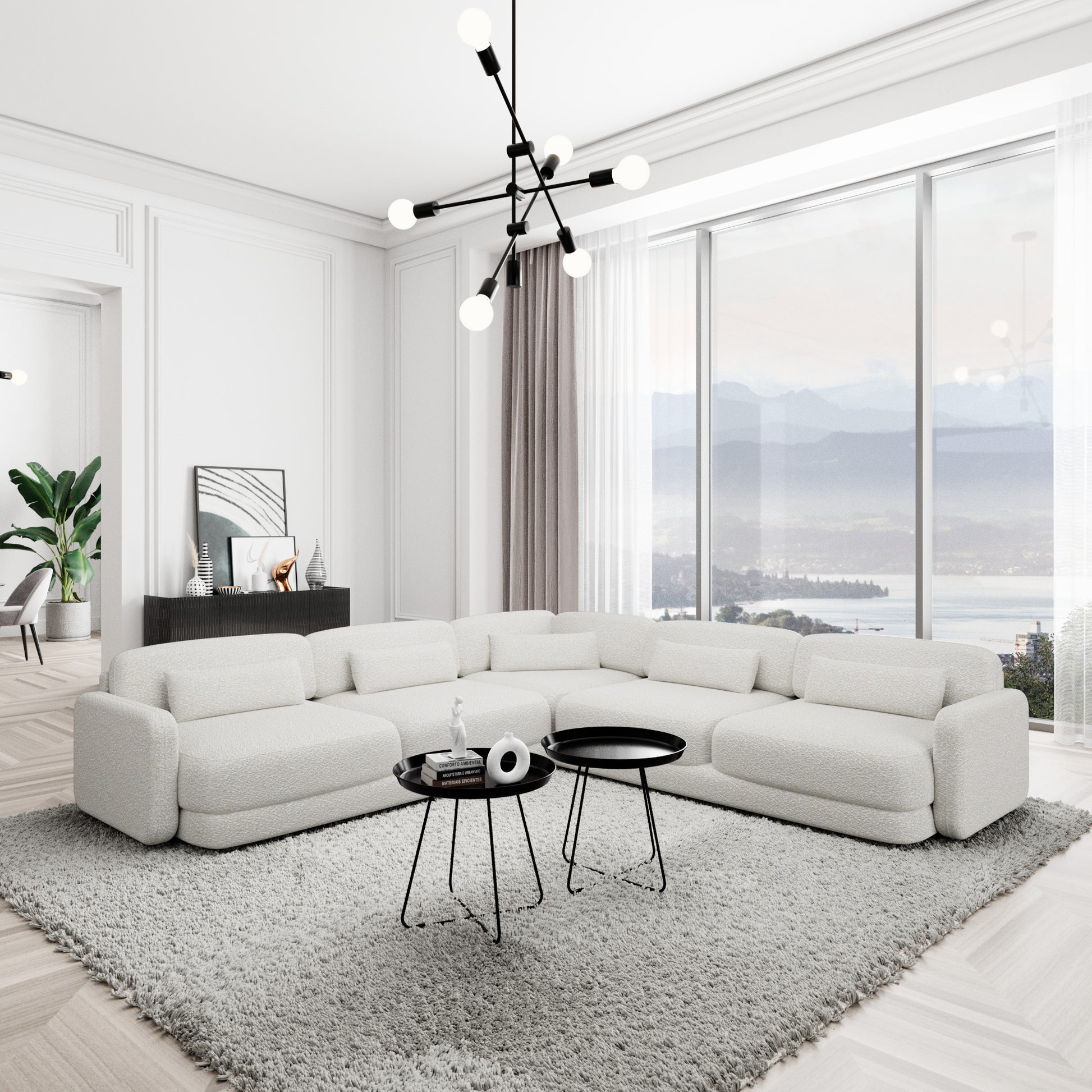
5-Sitzer Design Ecksofa „Eloria“ mit Bouclé-Bezug